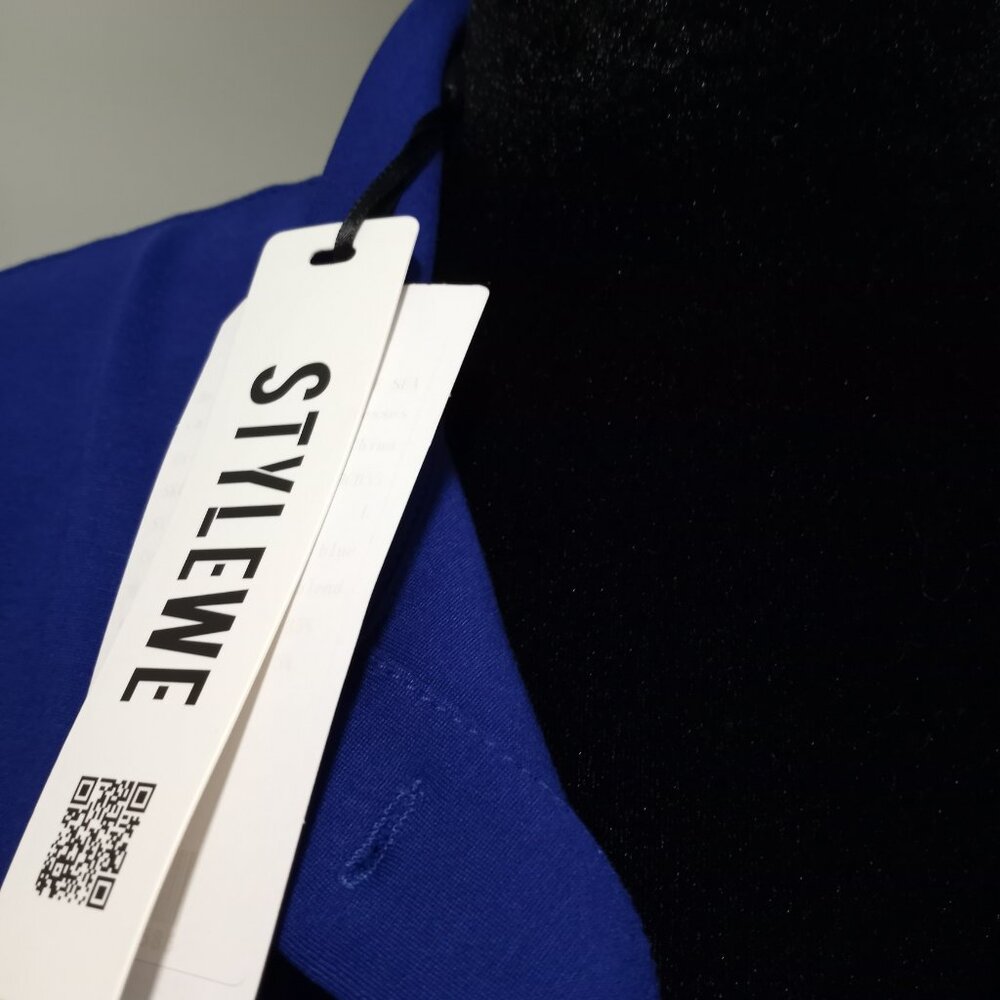 STYLEWE BLUE FIT & FLARE DRESS WITH 3/4 SLEEVE & NECKTIE WOMEN SIZE L - Picture 5 of 15